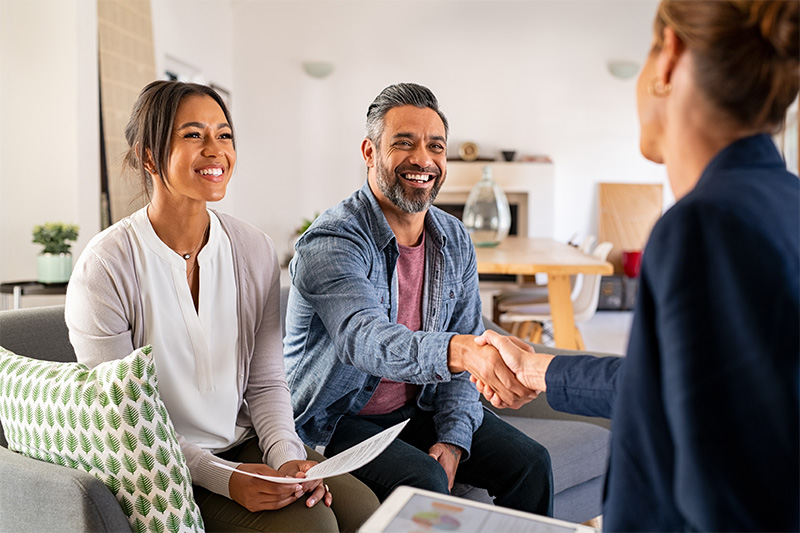 A couple working with a lender